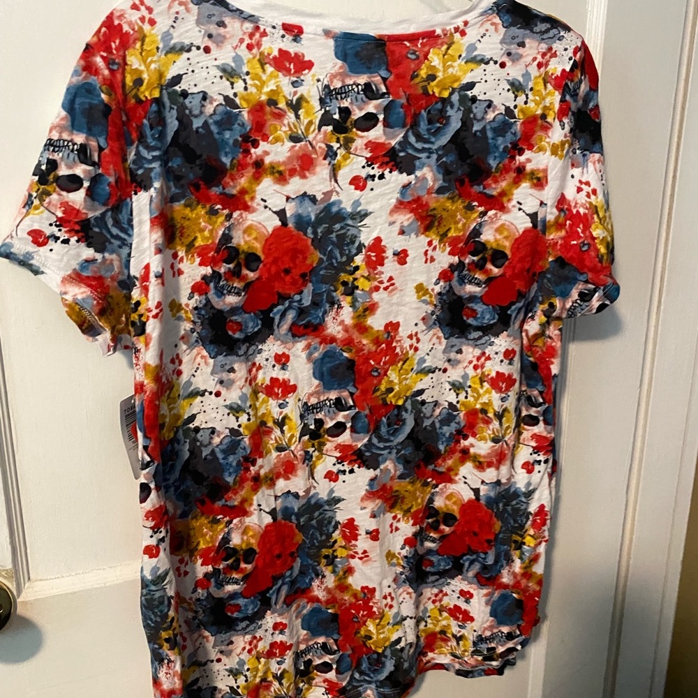 Torrid 1X Floral Skull Tee T-Shirt NWT